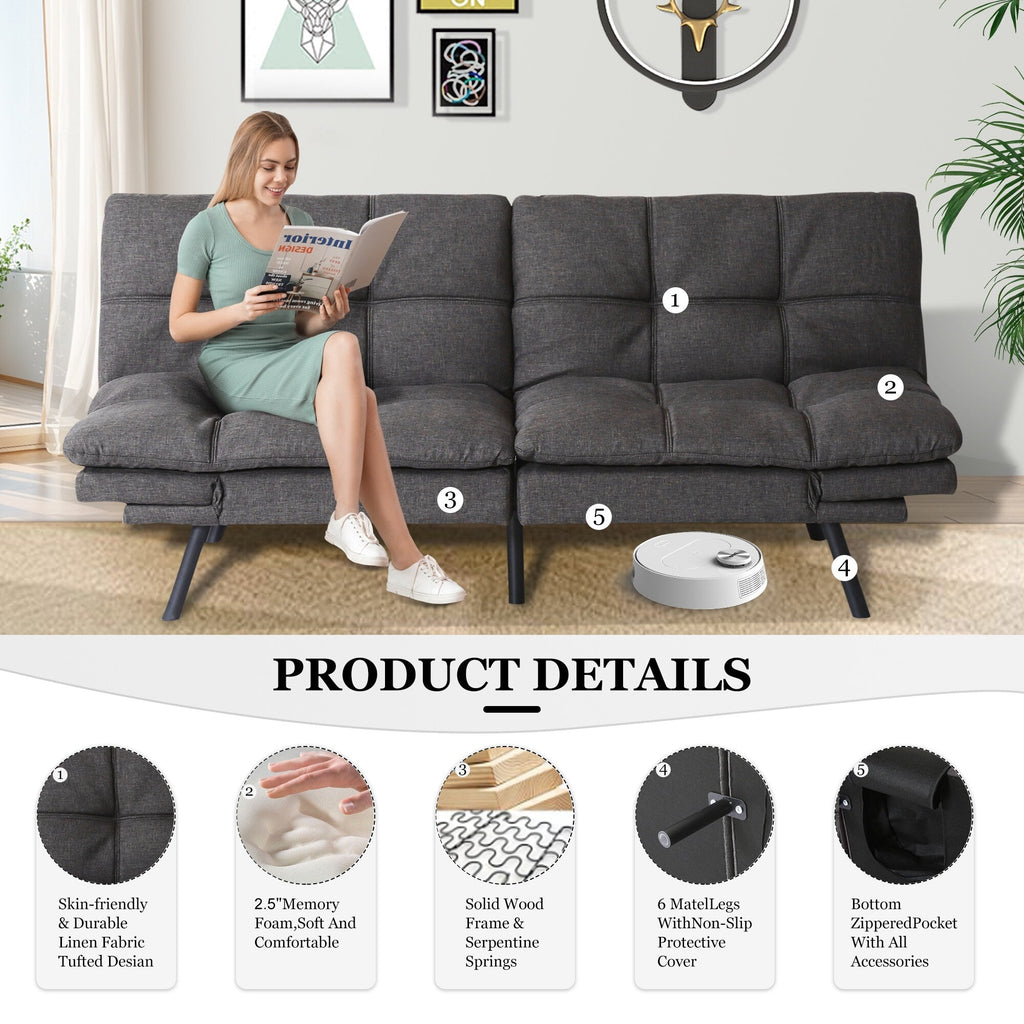 Canapé-lit convertible avec accoudoirs réglables