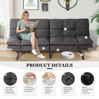 Canapé-lit convertible avec accoudoirs réglables