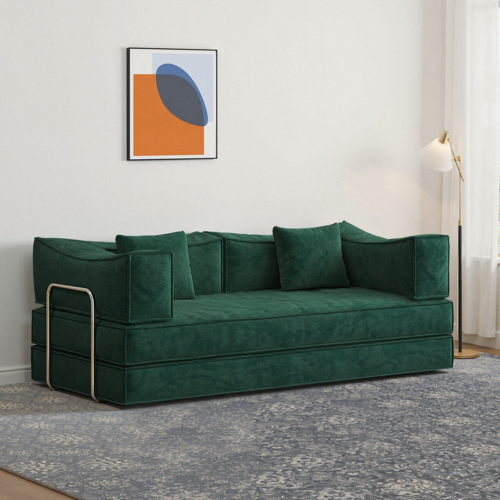 Canapé convertible Pudding Block, canapé-lit sur pied avec accoudoirs