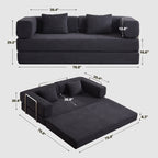 Canapé-lit convertible avec oreiller, matelas pliant 4 en 1 en velours côtelé avec cadre fixe