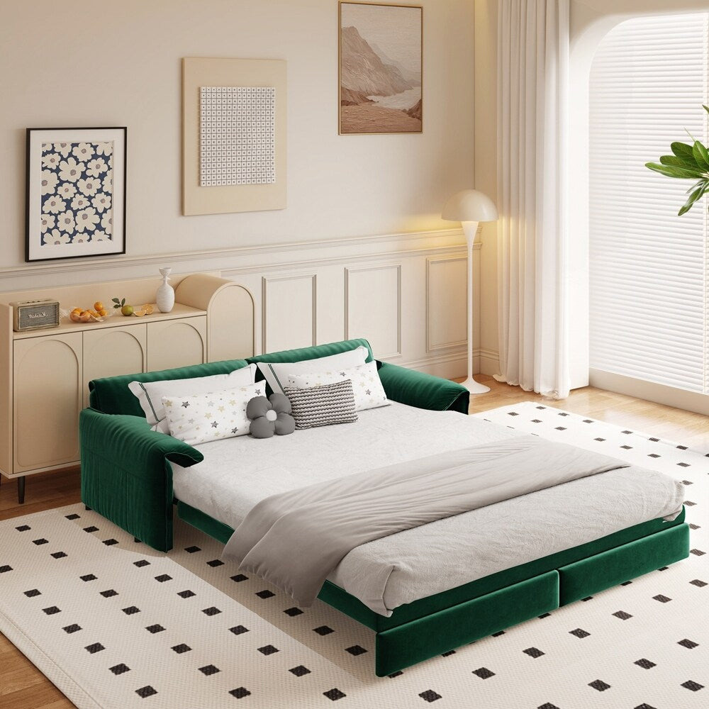 Canapé-lit convertible multifonctionnel en velours