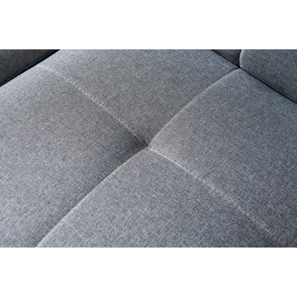 Canapé-lit futon convertible avec pieds en bois massif et tissu lin gris