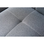 Canapé-lit futon convertible avec pieds en bois massif et tissu lin gris