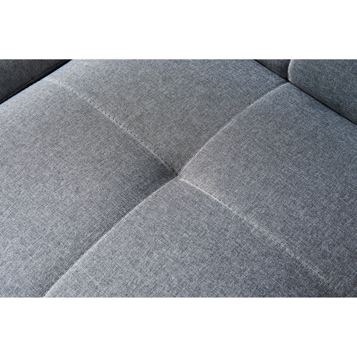 Canapé-lit futon convertible avec pieds en bois massif et tissu lin gris