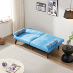 Canapé-lit futon convertible avec pieds en bois massif et tissu lin gris