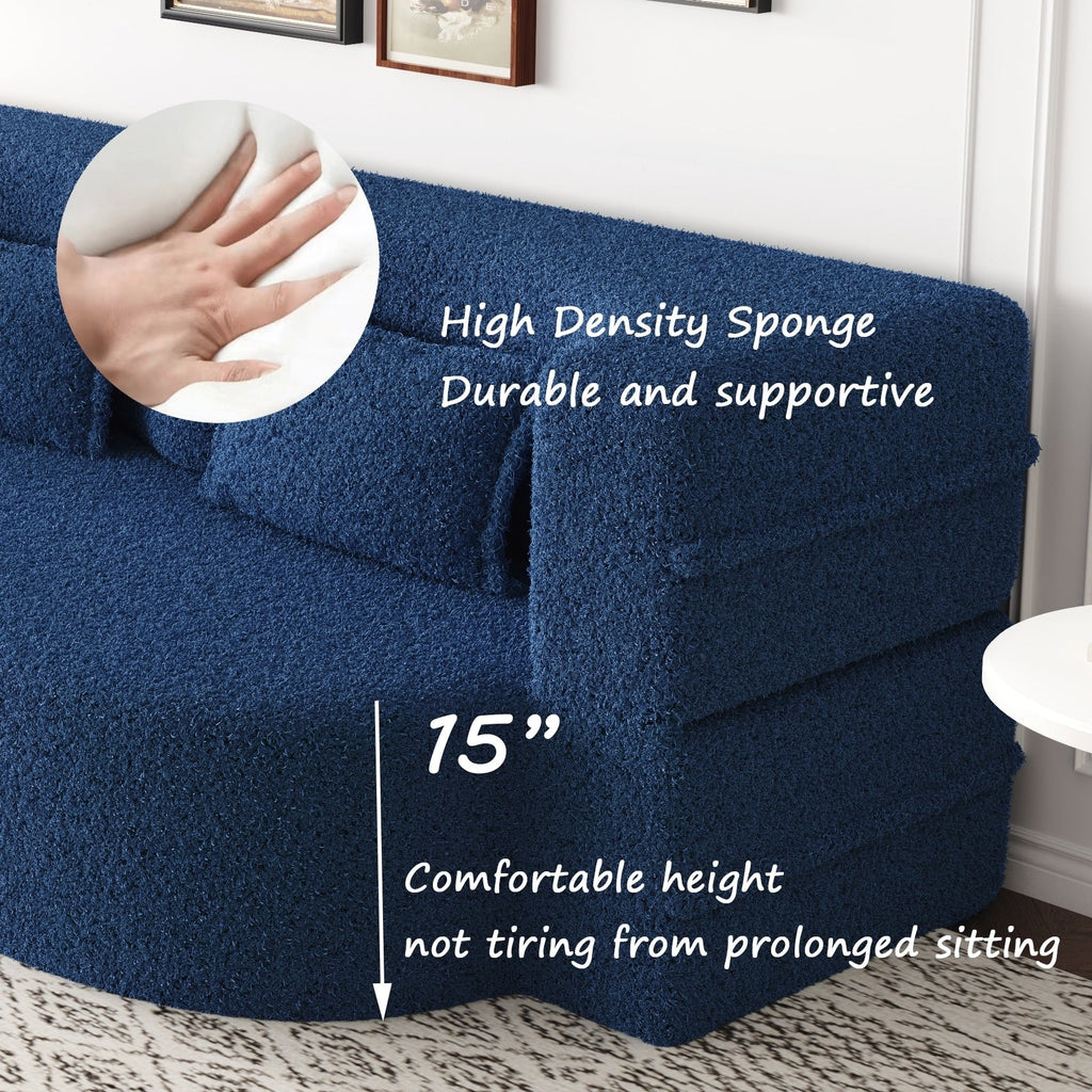 Canapé-lit convertible en tissu Teddy rempli de mousse