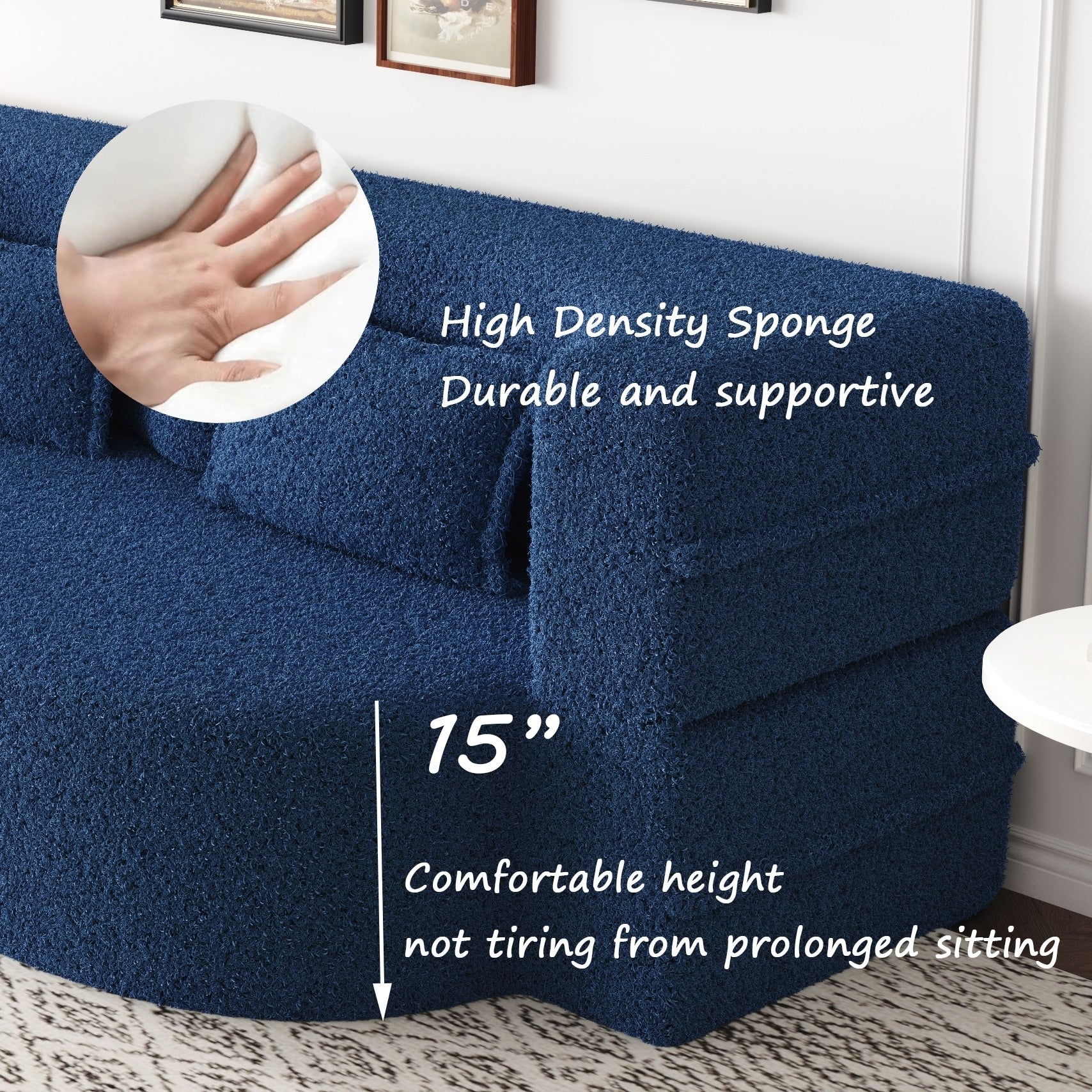 Canapé-lit convertible en tissu Teddy rempli de mousse