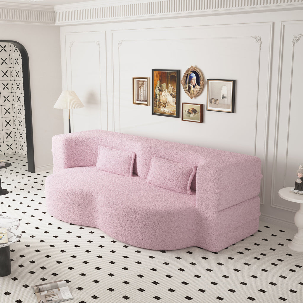 Canapé-lit convertible en tissu Teddy rempli de mousse
