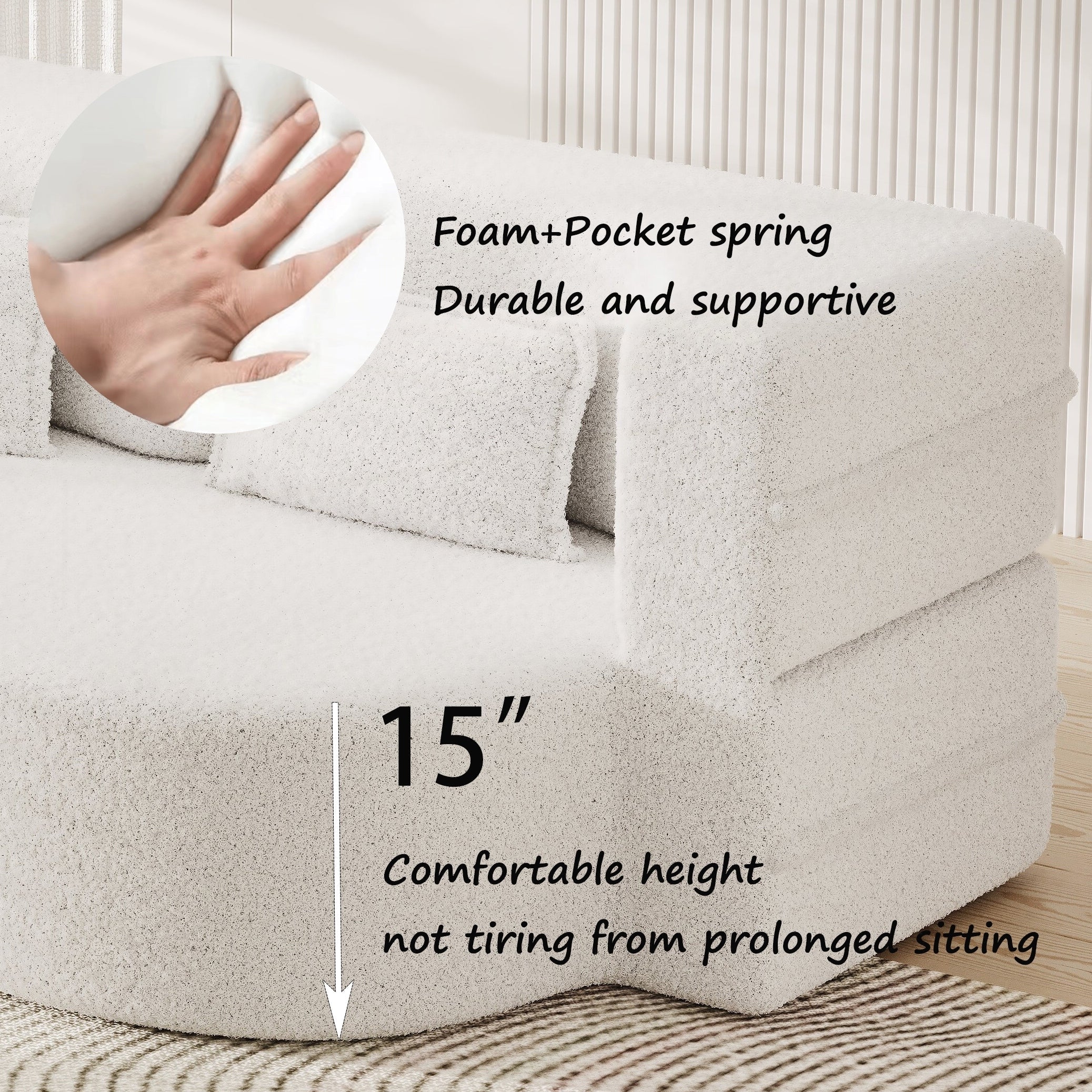 Canapé-lit convertible en tissu Teddy rempli de mousse