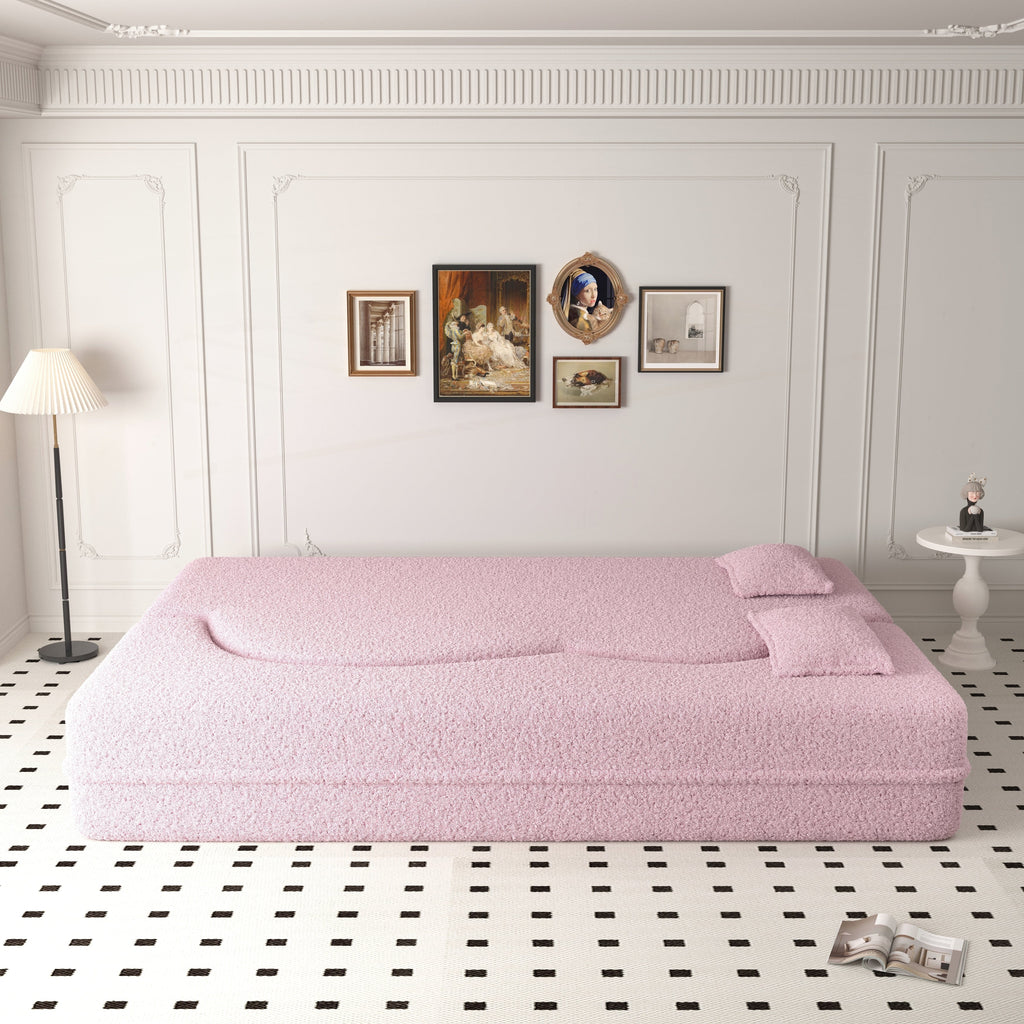 Canapé-lit convertible en tissu Teddy rempli de mousse