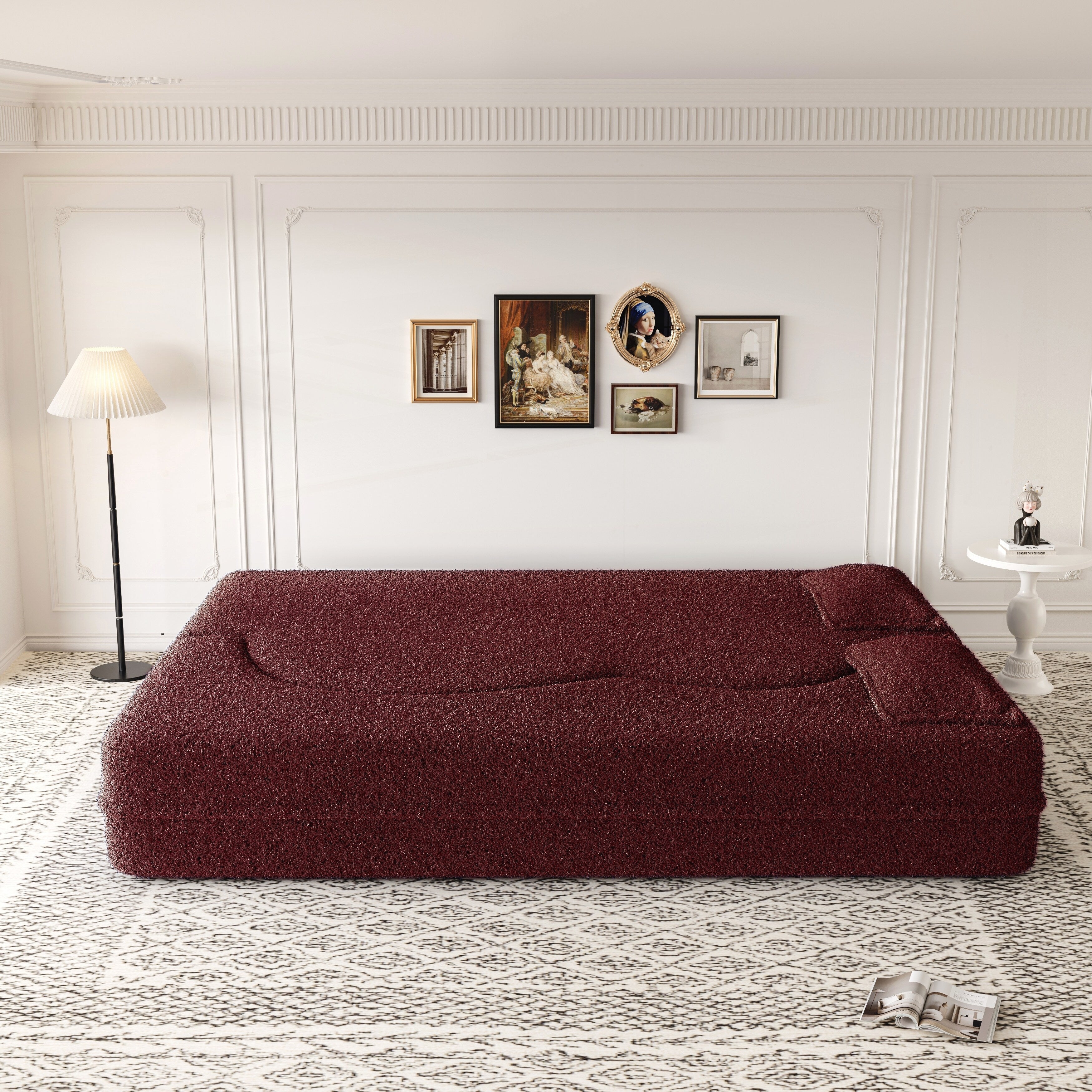 Canapé-lit convertible en tissu Teddy rempli de mousse