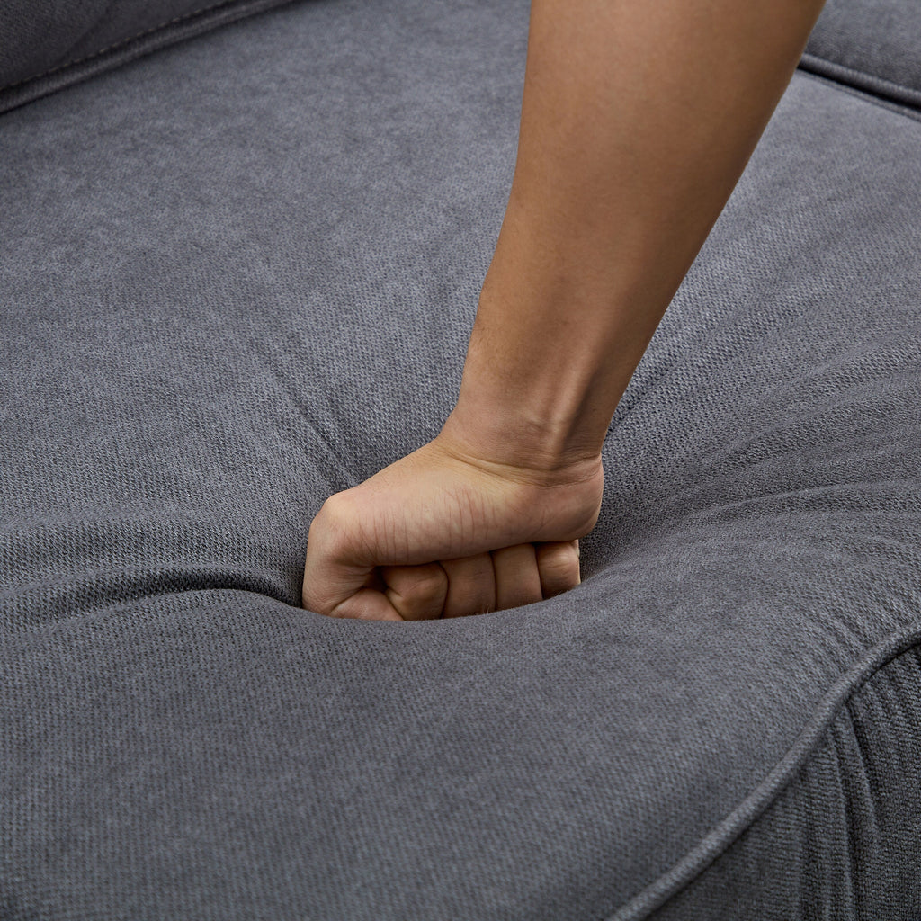 Canapé modulable en U convertible avec pouf de rangement et méridienne réversible pour salon