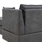 Canapé modulable en U convertible avec pouf de rangement et méridienne réversible pour salon