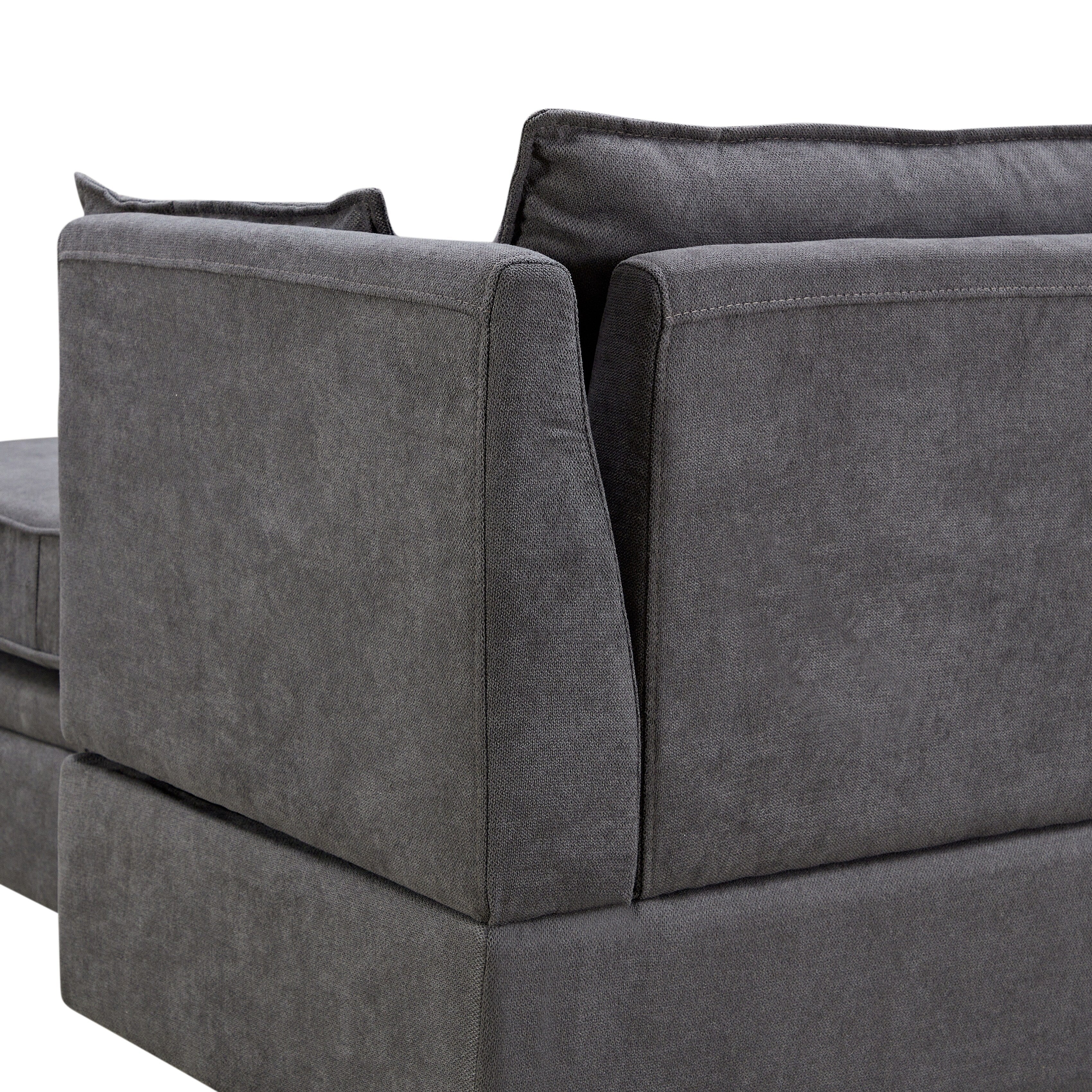 Canapé modulable en U convertible avec pouf de rangement et méridienne réversible pour salon