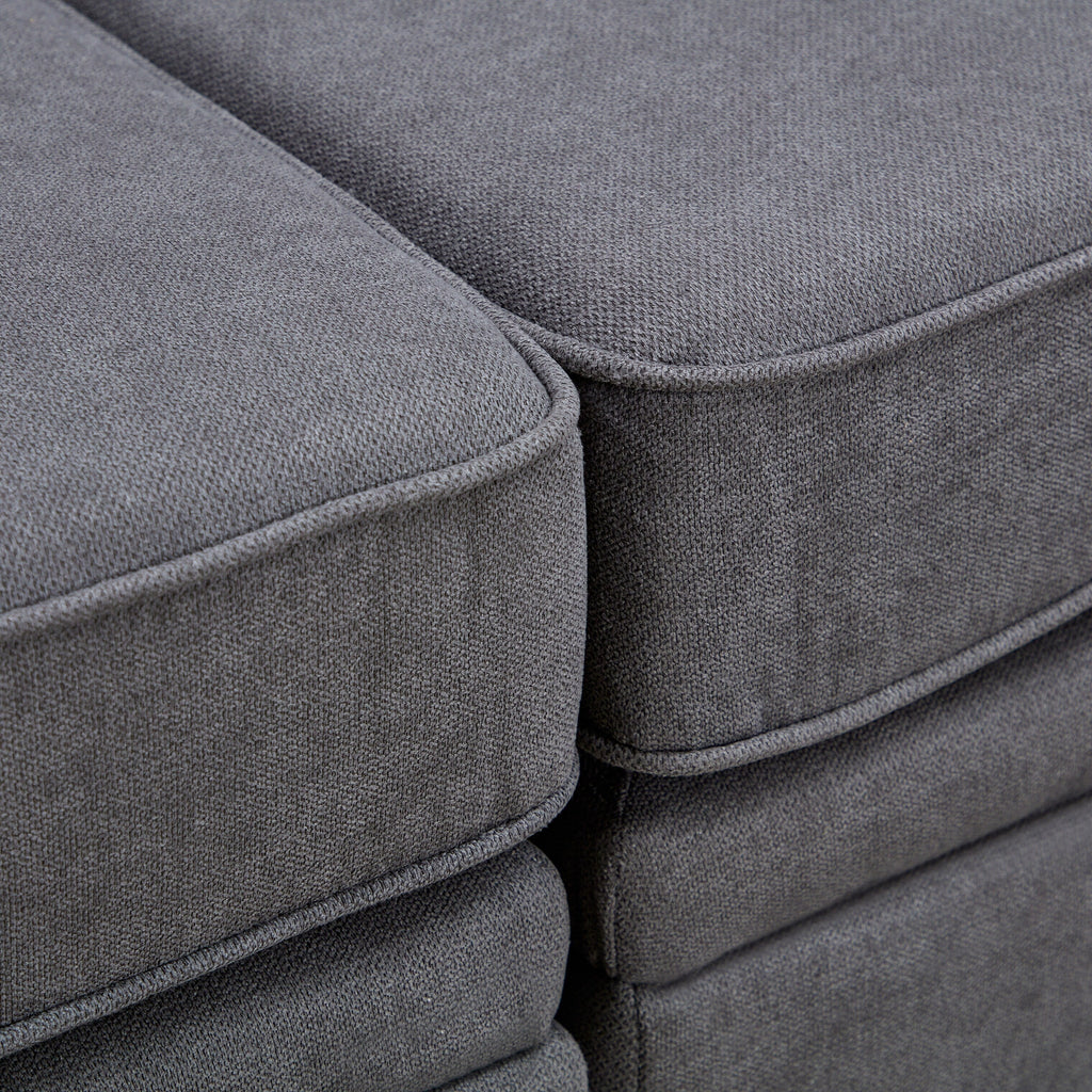 Canapé modulable en U convertible avec pouf de rangement et méridienne réversible pour salon