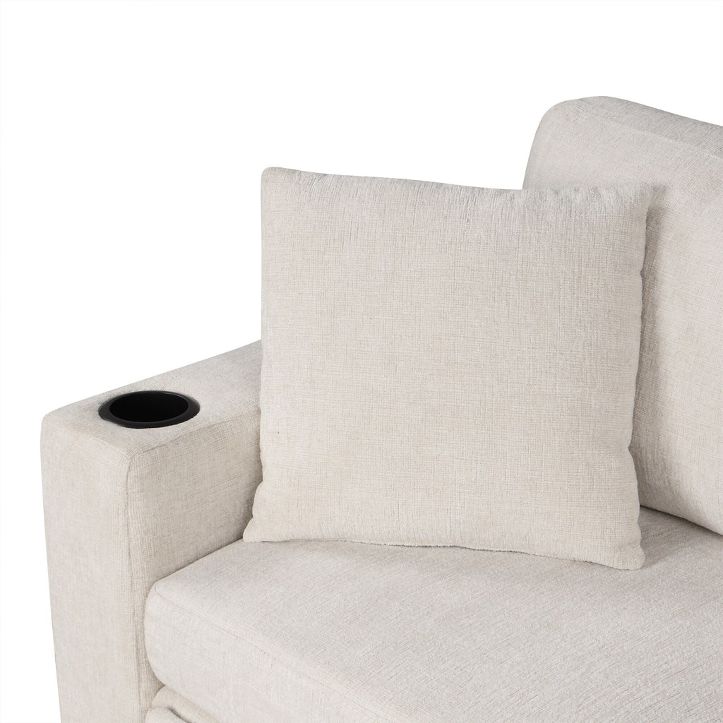 Canapé convertible en U avec lit gigogne, ports USB et porte-gobelets pour le salon