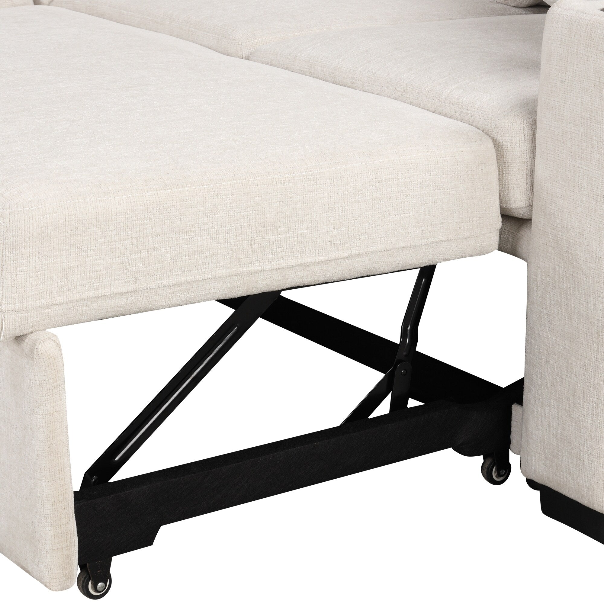 Canapé convertible en U avec lit gigogne, ports USB et porte-gobelets pour le salon