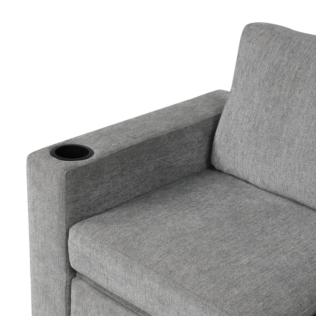 Canapé convertible en U avec lit gigogne, ports USB et porte-gobelets pour le salon