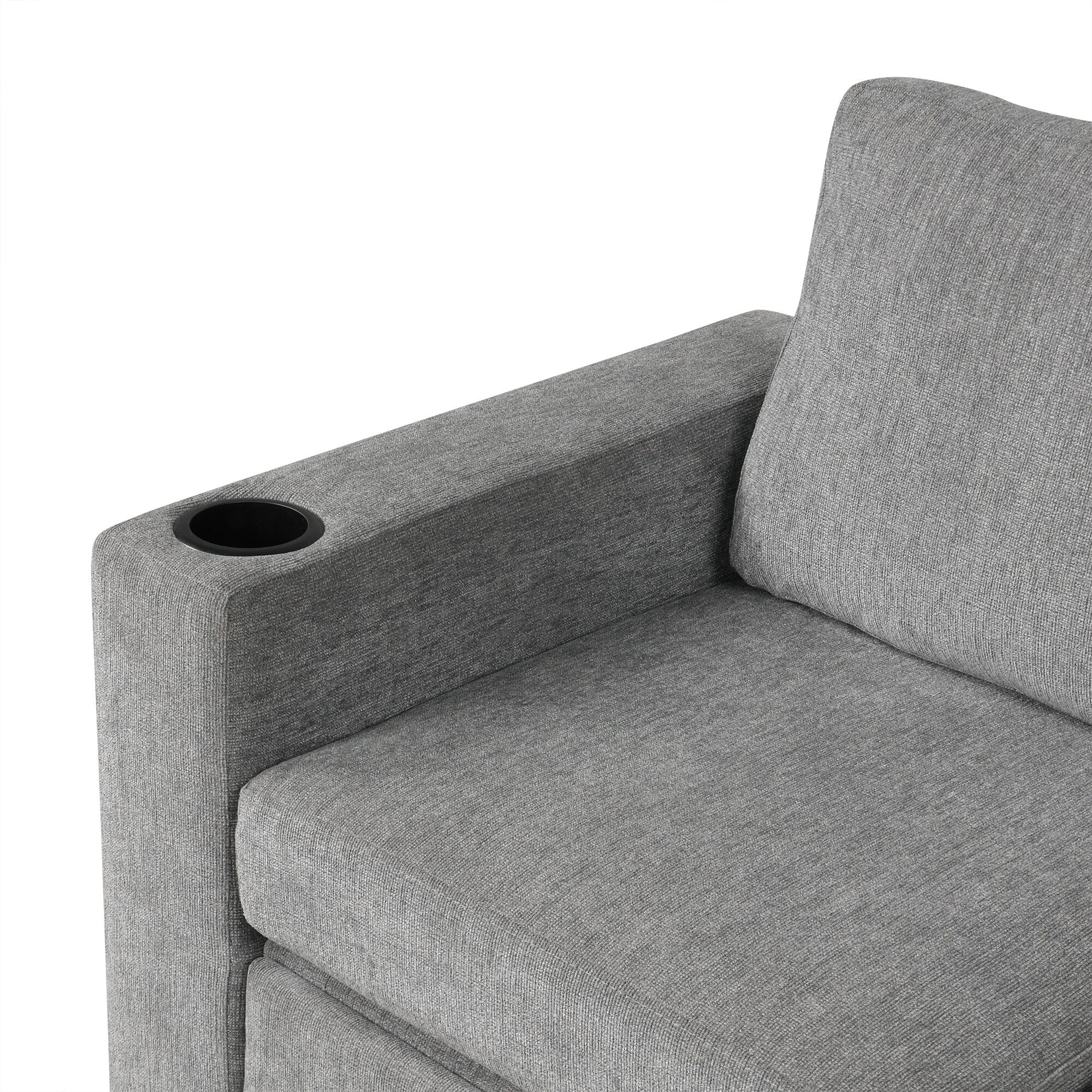 Canapé convertible en U avec lit gigogne, ports USB et porte-gobelets pour le salon