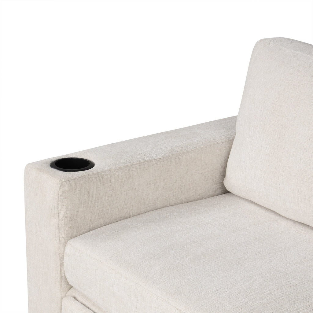 Canapé convertible en U avec lit gigogne, ports USB et porte-gobelets pour le salon