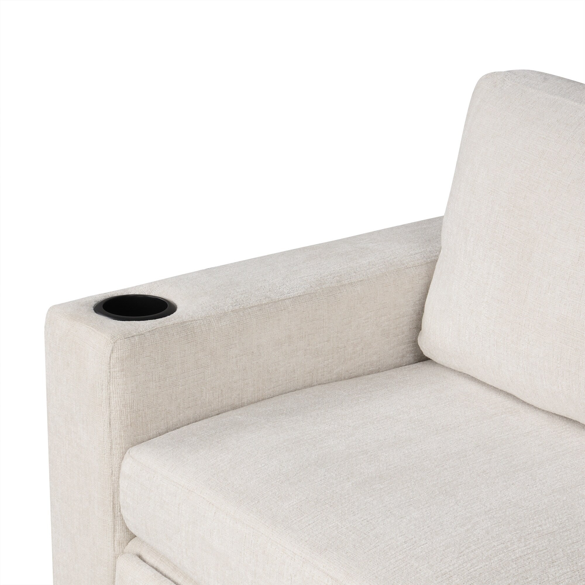 Canapé convertible en U avec lit gigogne, ports USB et porte-gobelets pour le salon