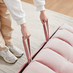 Canapé convertible en velours avec dossier inclinable, lit gigogne et coussins décoratifs, idéal pour les petits espaces