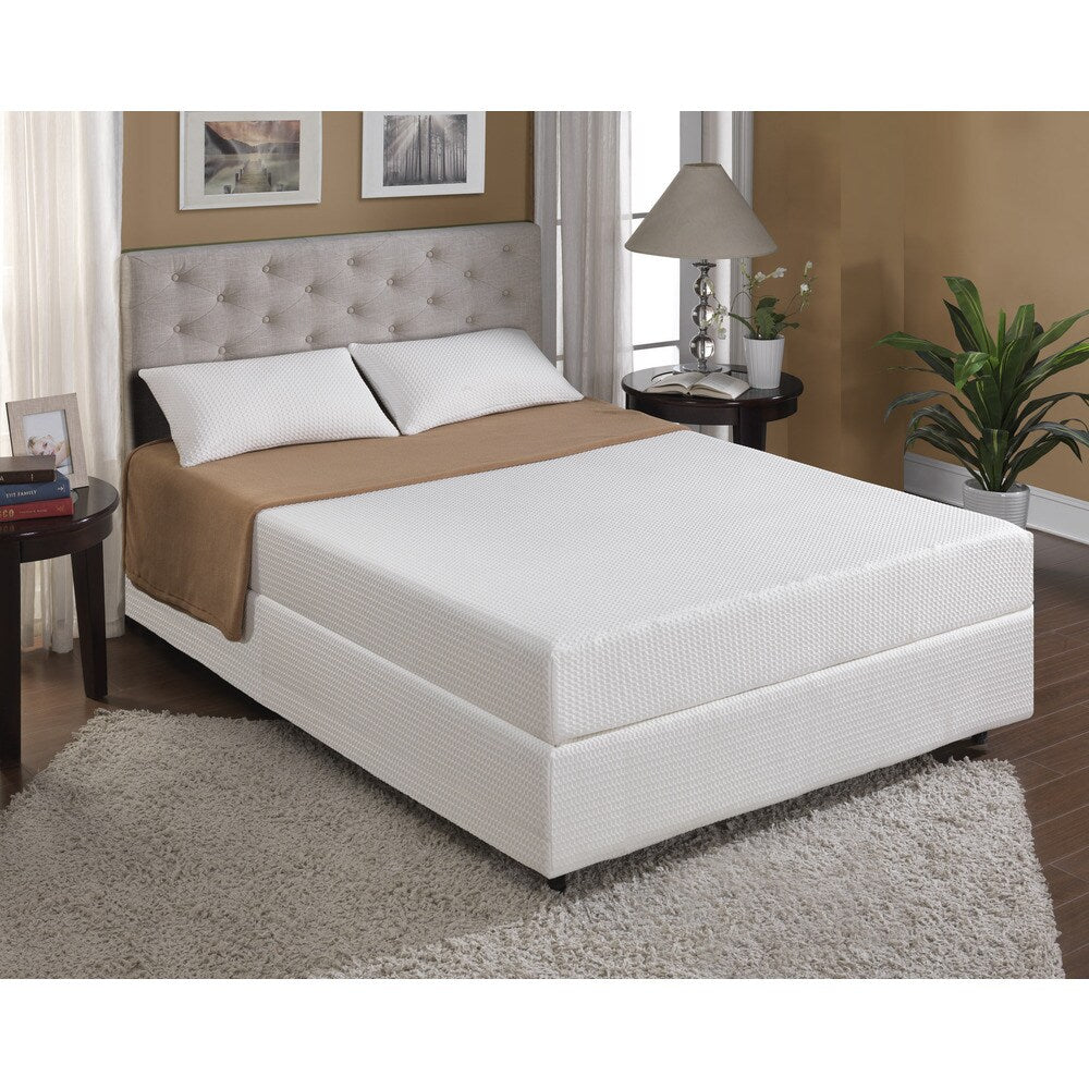 Matelas en mousse à mémoire de forme Cool Jewel Twilight 8 pouces, format Queen size, gel - BLANC