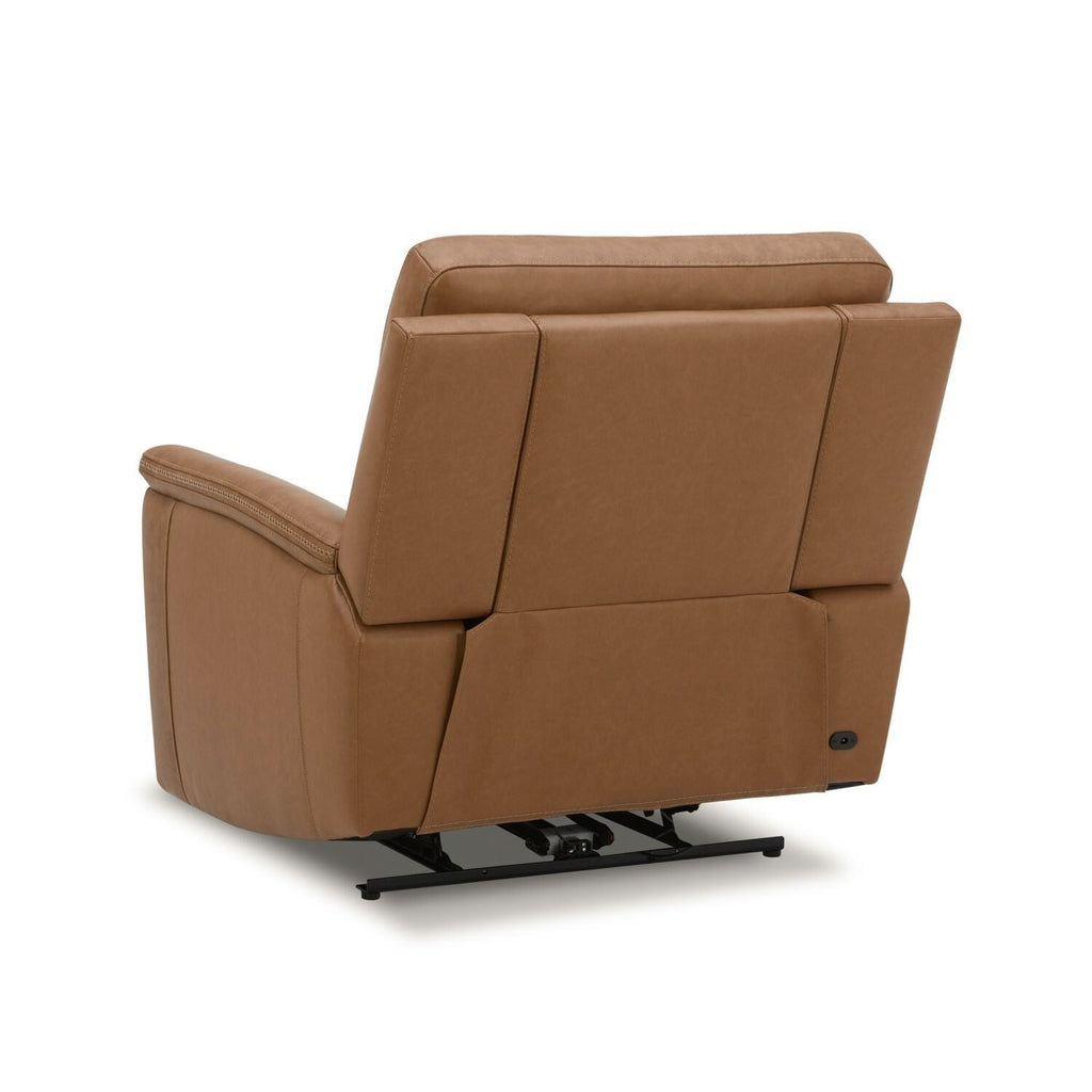 Fauteuil inclinable électrique en cuir Cooper - Camel