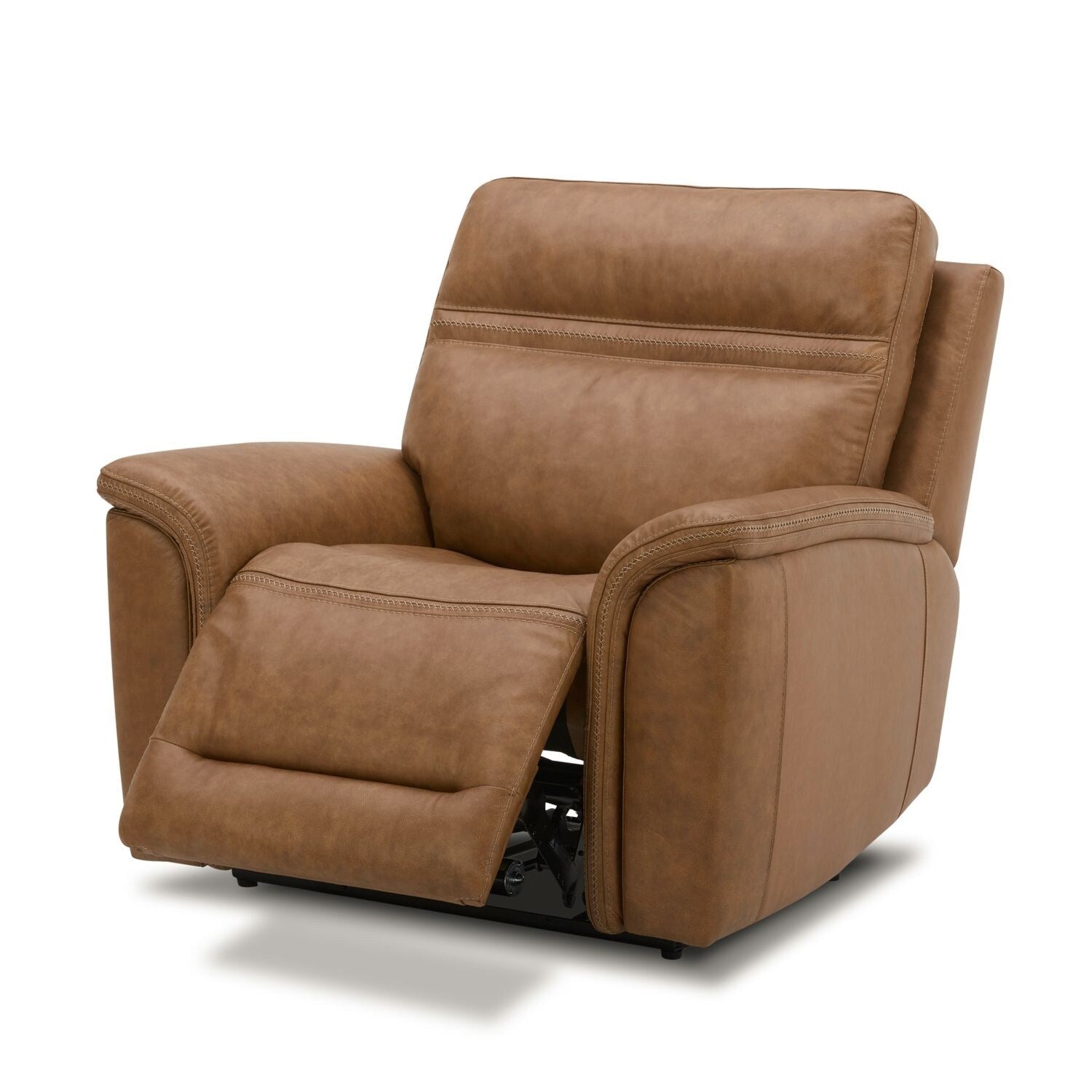 Fauteuil inclinable électrique en cuir Cooper - Camel