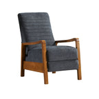 Fauteuil inclinable manuel Copa, bois brun, tissu à coutures gris ardoise