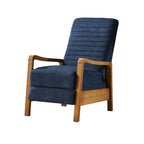 Fauteuil inclinable manuel Copa, bois brun, capitonnage bleu marine
