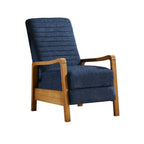 Fauteuil inclinable manuel Copa, bois brun, capitonnage bleu marine