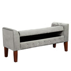 Banc de rangement style canapé en velours gris colombe Copper Grove Arum