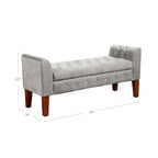 Banc de rangement style canapé en velours gris colombe Copper Grove Arum