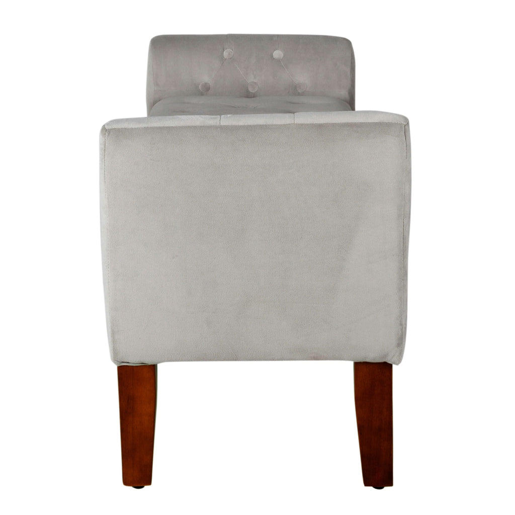 Banc de rangement style canapé en velours gris colombe Copper Grove Arum
