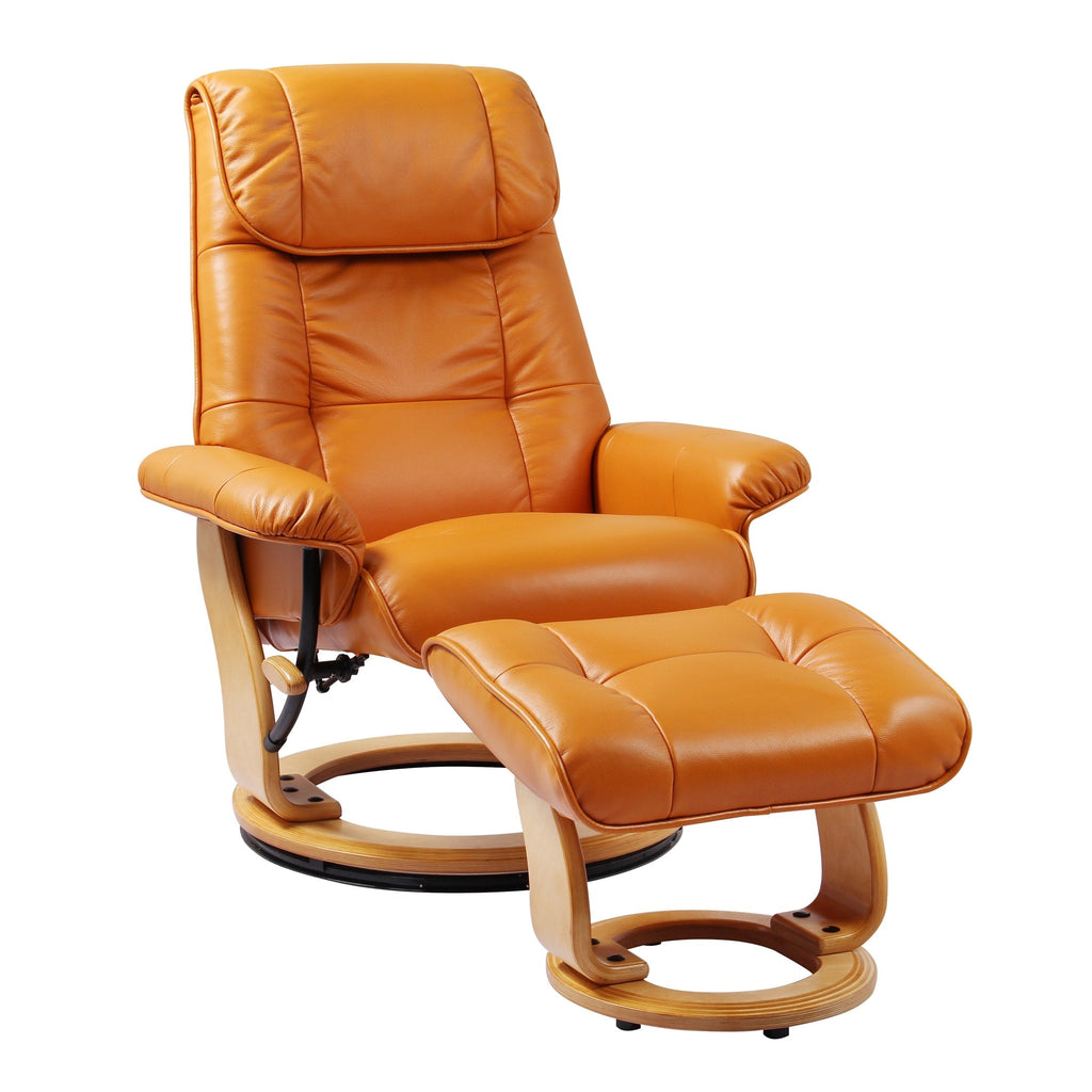Fauteuil inclinable et pouf en cuir pleine fleur Copper Grove Caret
