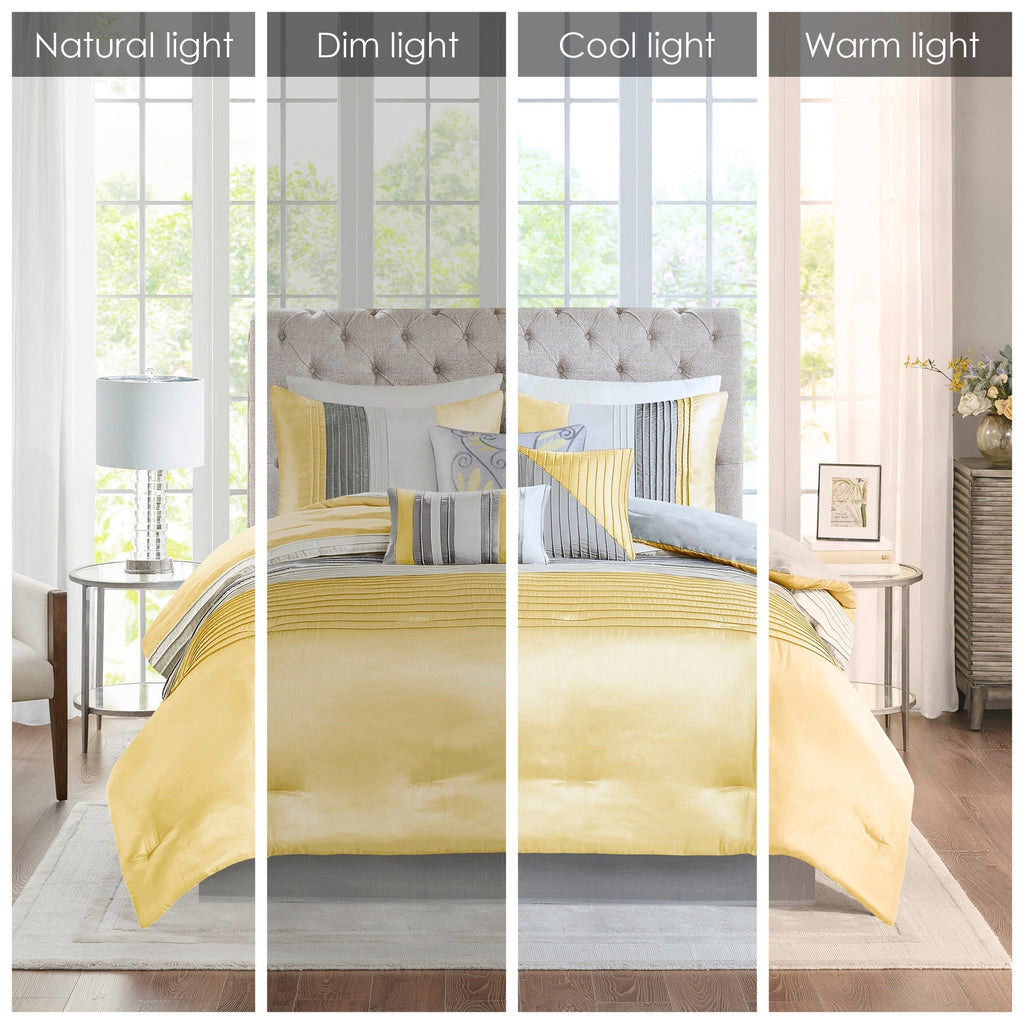 Ensemble de couette jaune Copper Grove Kiston 7 pièces