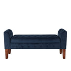 Banc/canapé de rangement en velours bleu marine Malakoff de Copper Grove