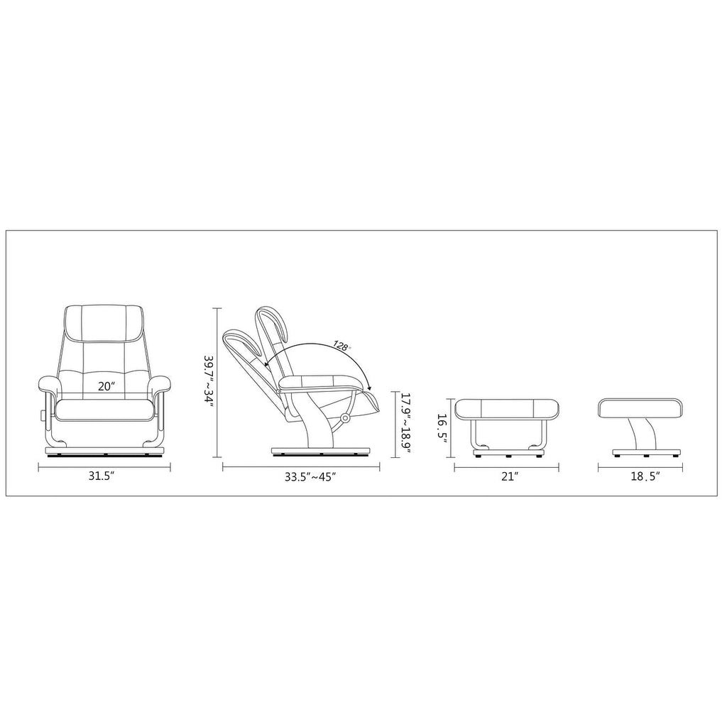 Fauteuil inclinable et ottoman en cuir Copper Grove Serrat