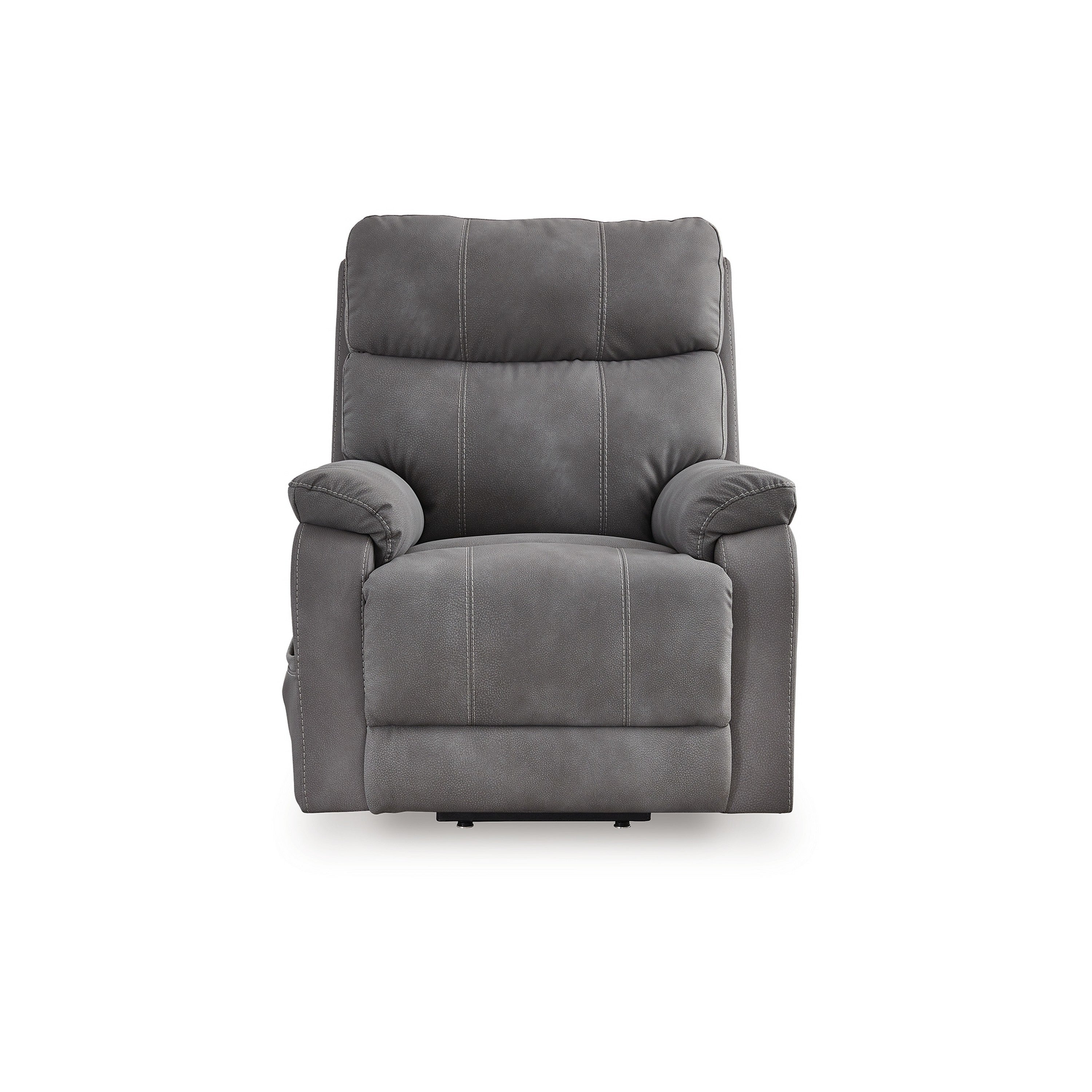 Fauteuil inclinable électrique Corbin, similicuir gris, accoudoirs coussinés