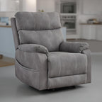 Fauteuil inclinable électrique Corbin, similicuir gris, accoudoirs coussinés