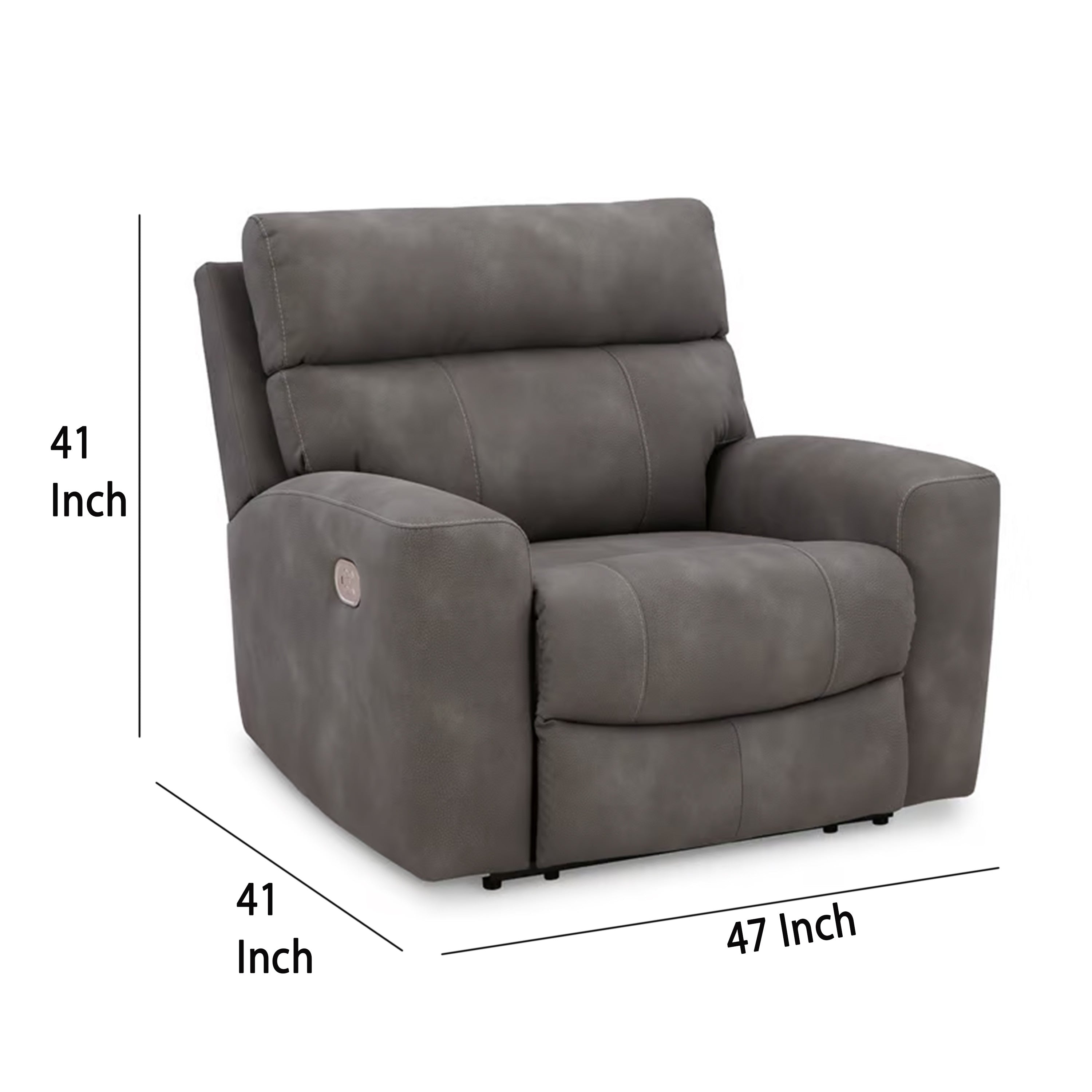 Fauteuil inclinable électrique Corbin, réglable, port USB, similicuir gris