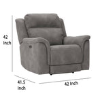 Fauteuil inclinable électrique Corbin, zéro tirage USB, similicuir gris ardoise