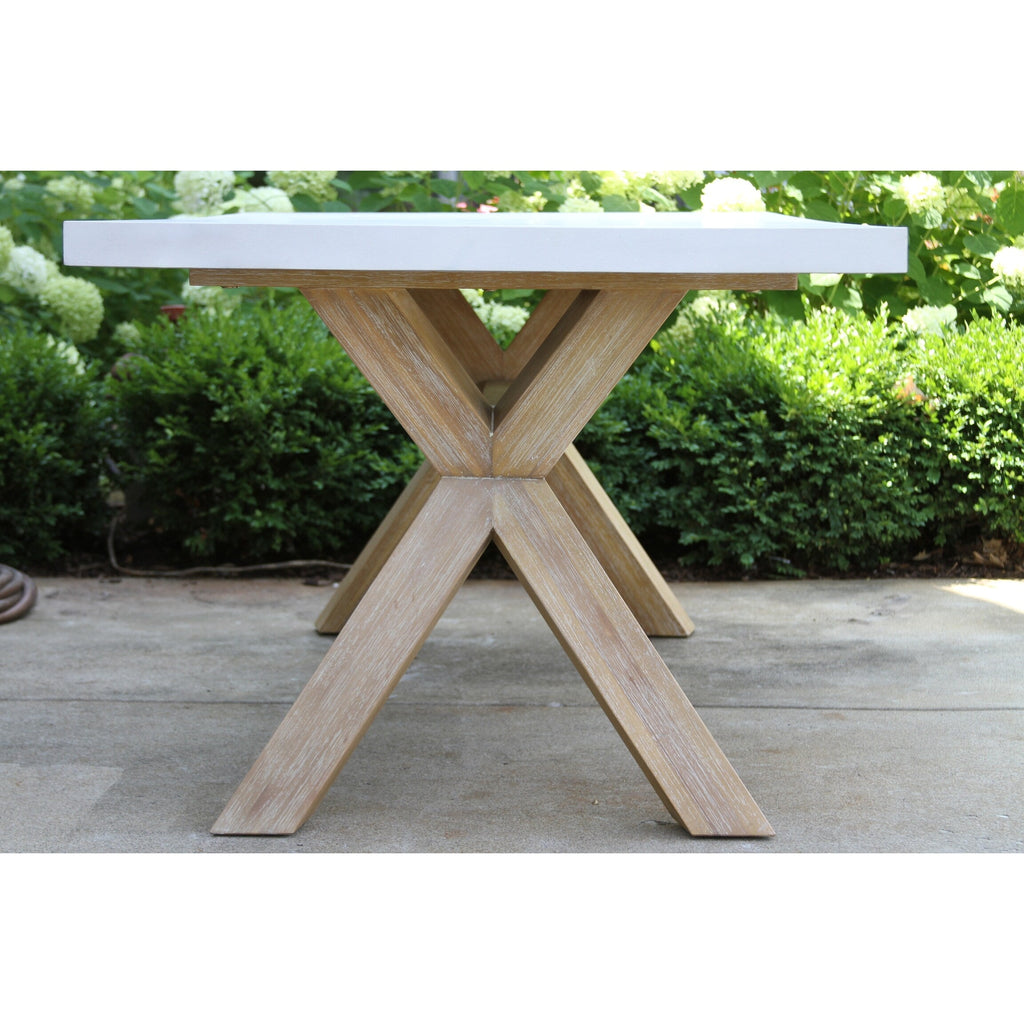 Ensemble de salle à manger Cordelia 6 pièces en composite ivoire et eucalyptus avec banc