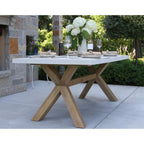 Ensemble de salle à manger Cordelia 6 pièces en composite ivoire et eucalyptus avec banc