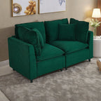 Canapé 2 places en velours côtelé avec 4 petits coussins, tissu respirant et coussins en éponge épais