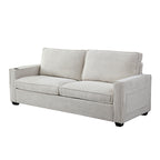 Canapé 3 places en velours côtelé avec porte-gobelet et rangement