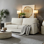 Canapé 3 places en velours côtelé avec porte-gobelet et rangement