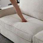 Canapé 3 places en velours côtelé avec porte-gobelet et rangement