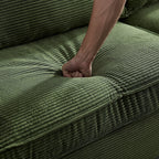 Canapé 3 places en velours côtelé avec porte-gobelet et rangement